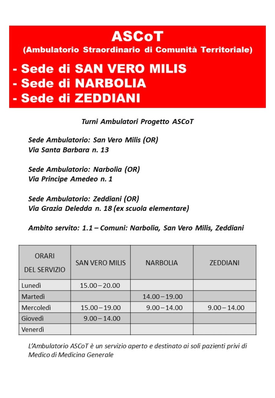 ASCOT modifica sede zeddiani