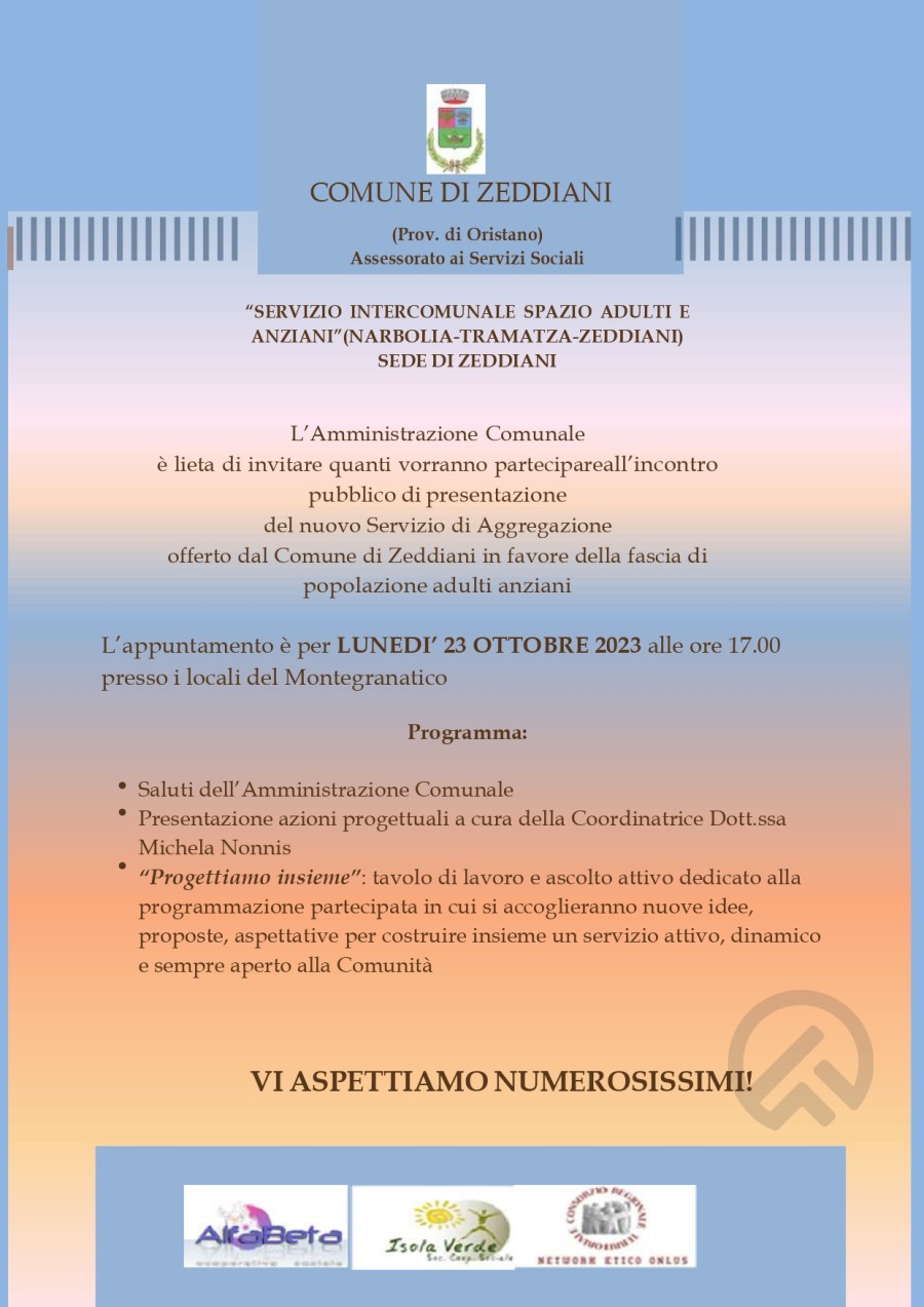 Servizio intercomunale spazio adulti e anziani - progettiamo insieme