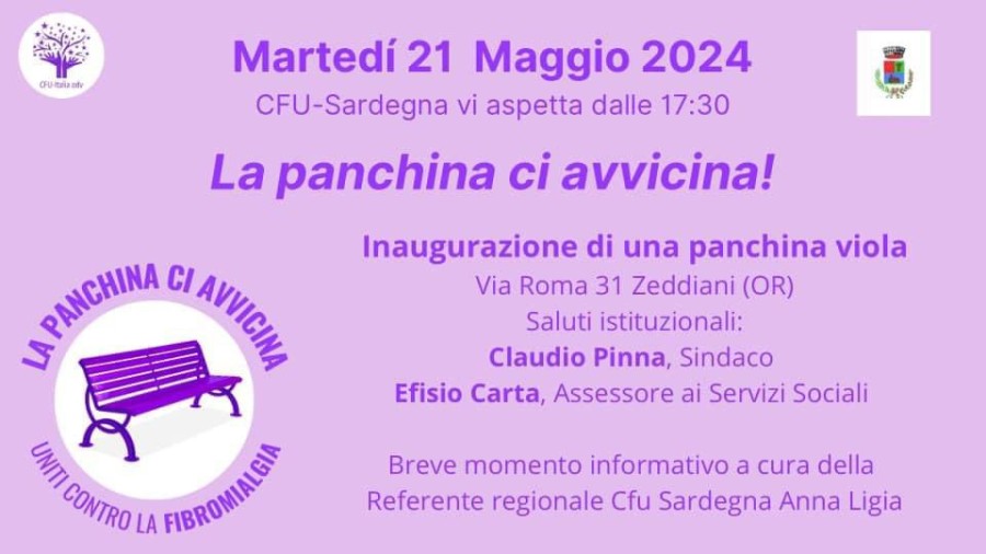 La panchina ci avvicina – iniziativa di sensibilizzazione del comitato fibromialgici uniti