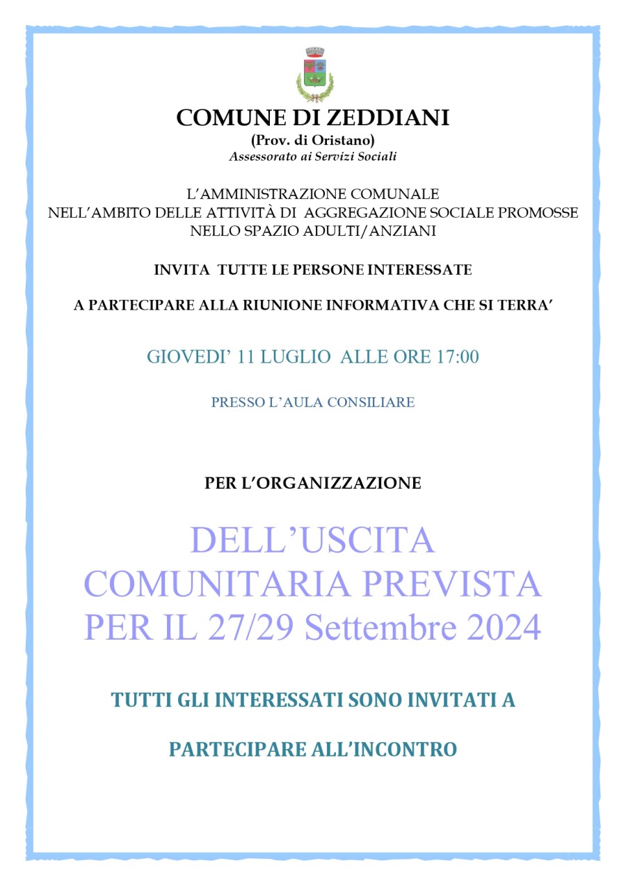 Uscita comunitaria – incontro informativo