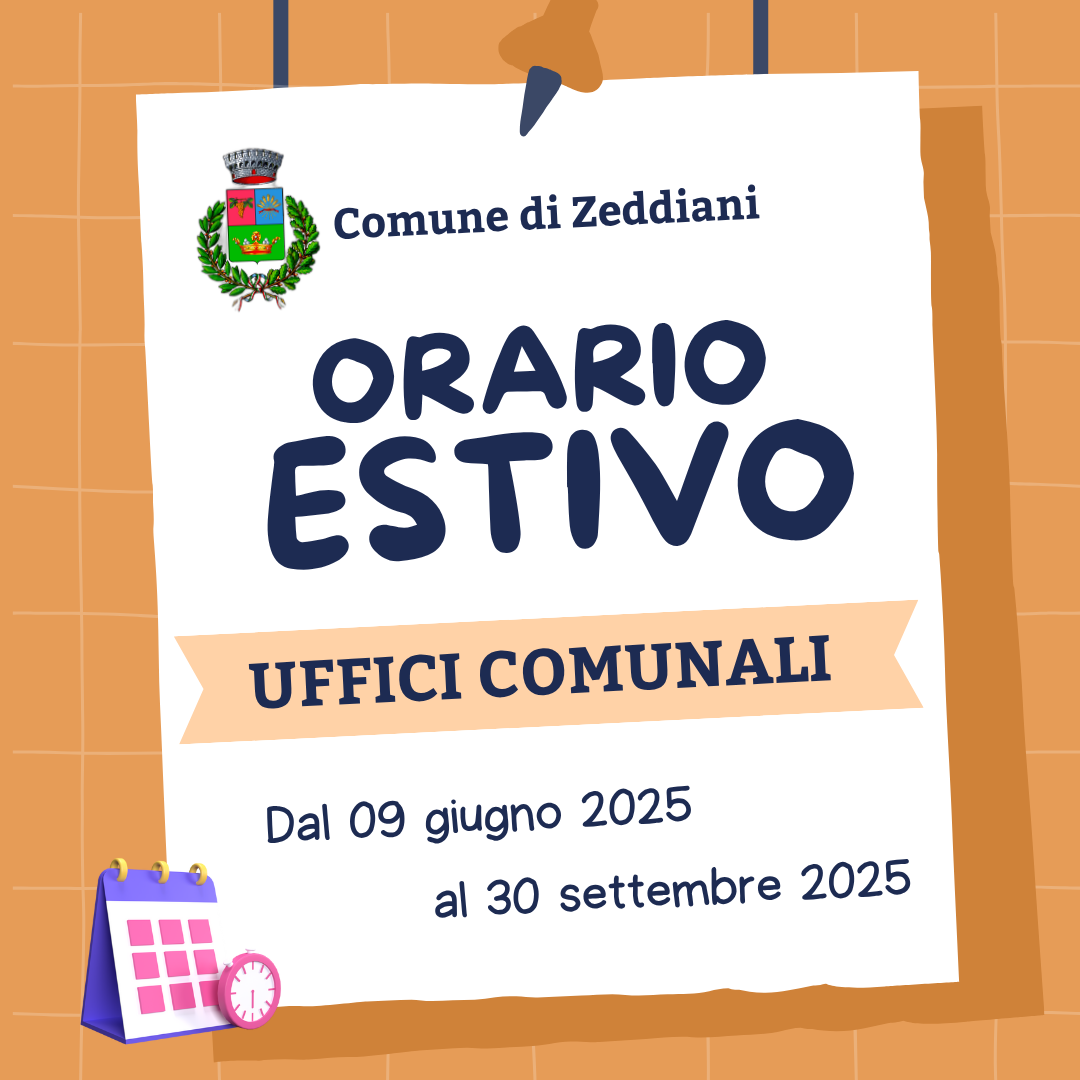 Orario estivo uffici comunali 2025